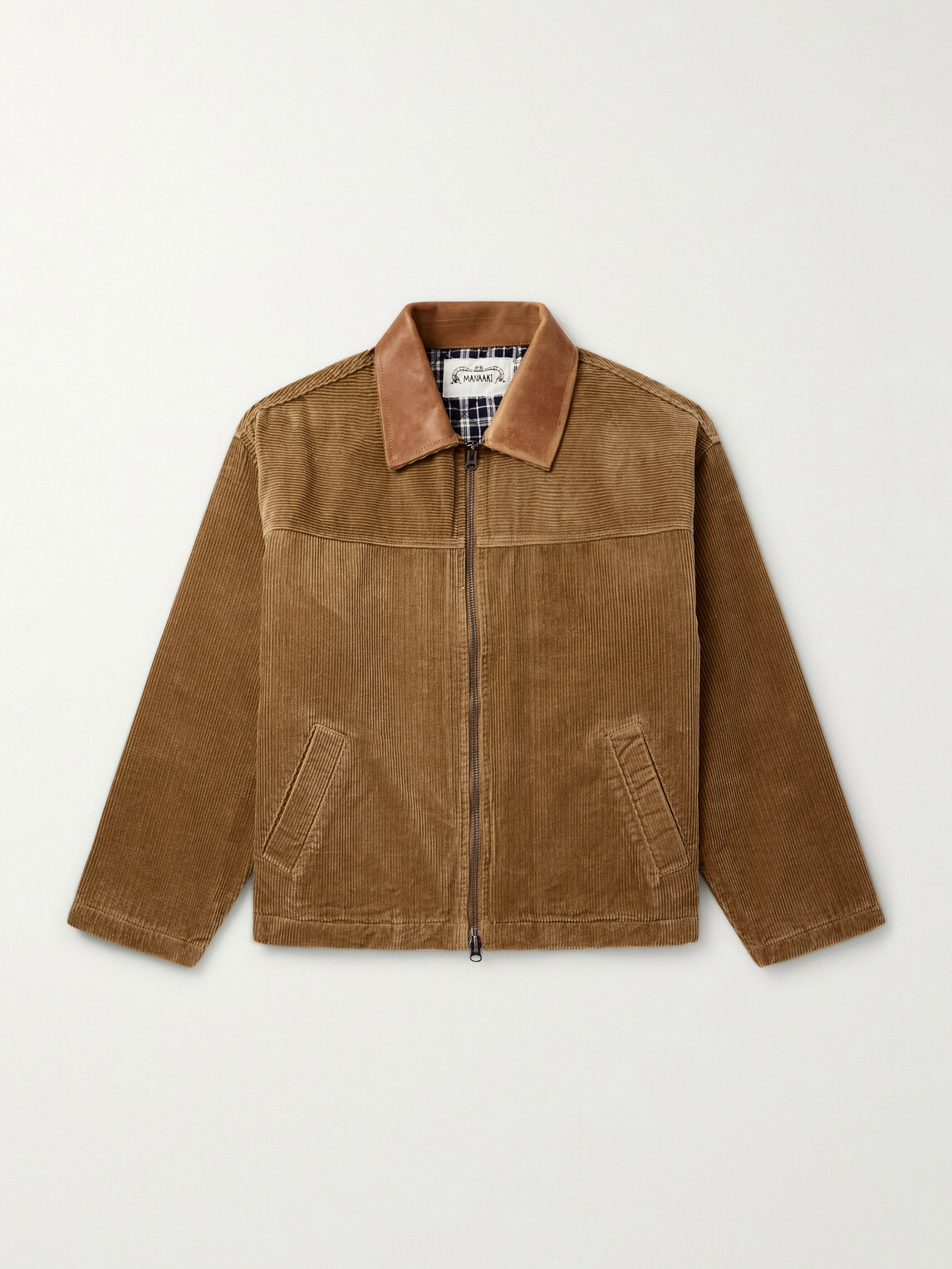 MANAAKI - Wiri Leather-Trimmed Cotton-Corduroy Jacket - Brown