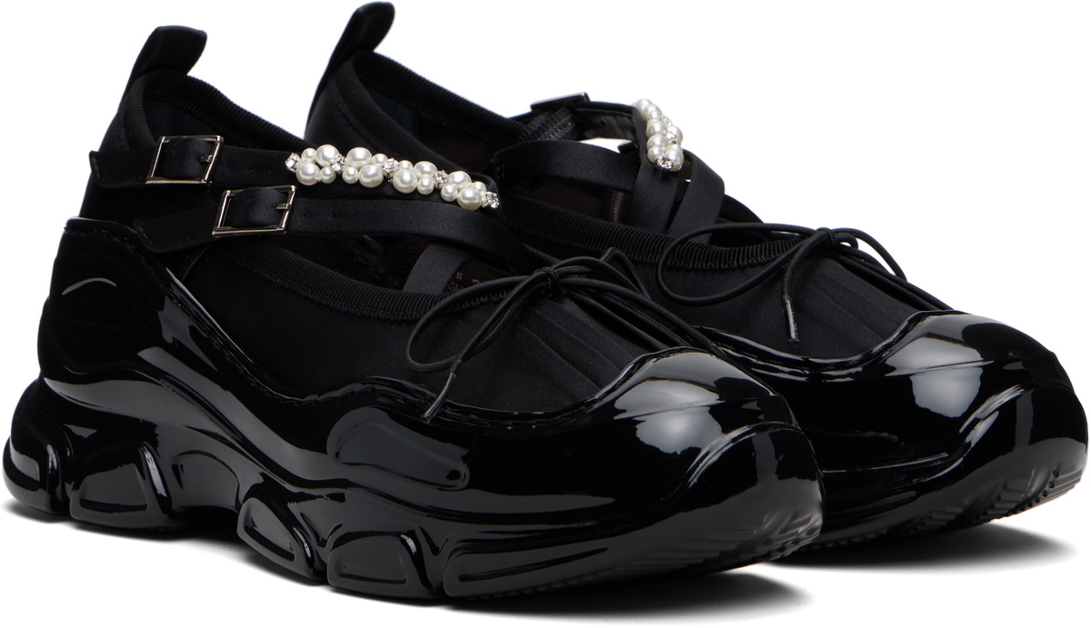 Simone Rocha Black Beaded Tracker Ballerina Flats