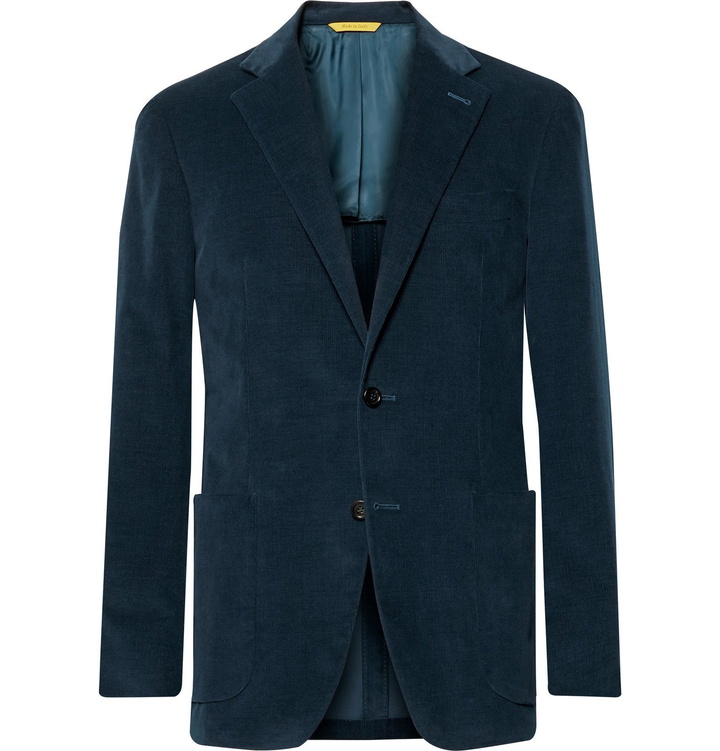 Photo: Canali - Navy Kei Slim-Fit Stretch-Cotton Corduroy Blazer - Blue