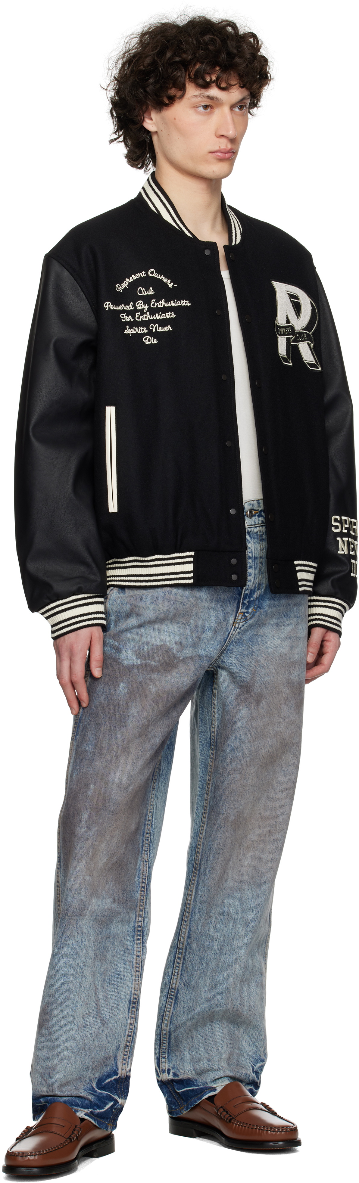 Represent Black 'Owners Club' Varsity Bomber Jacket