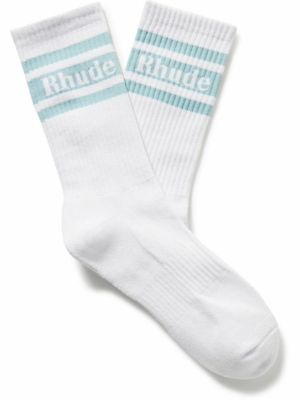 Photo: Rhude - Ribbed Logo-Jacquard Cotton-Blend Socks