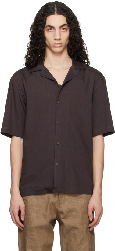 Photo: BOSS Brown Short-Sleeve Linen Shirt