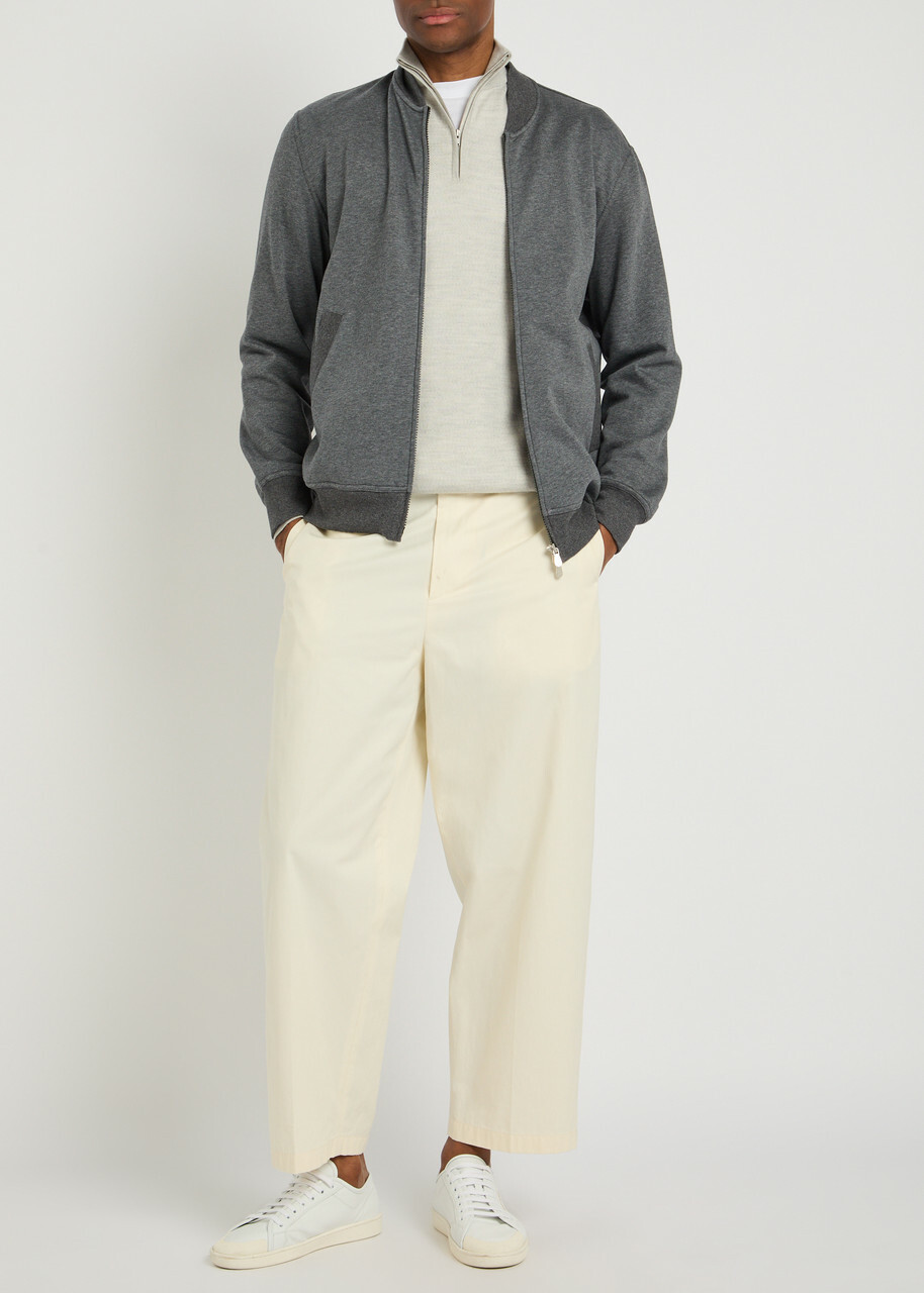 Brunello Cucinelli Zip-through Cotton-blend Sweatshirt Grey