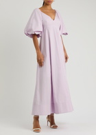 Clea Henderson Panelled Cotton-poplin Maxi Dress Lilac
