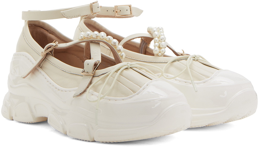 White Criss Cross Chunky Flats main image 1
