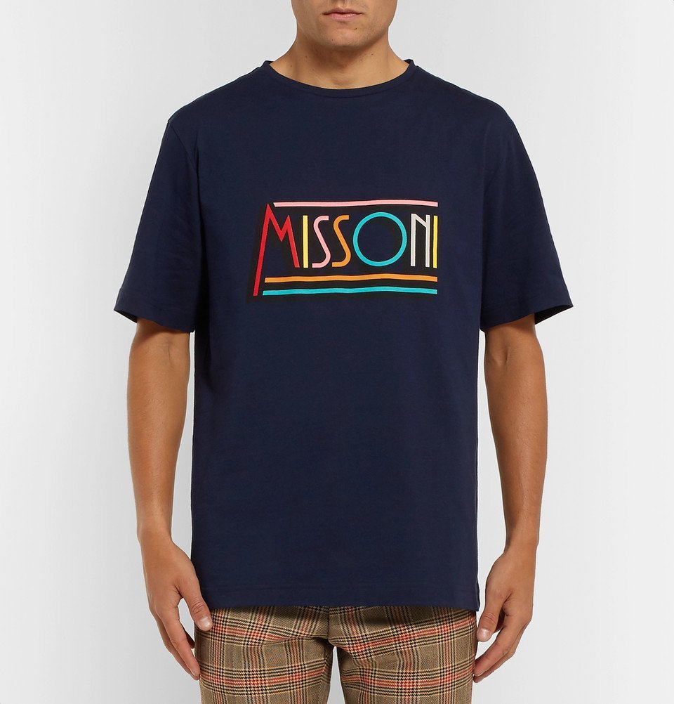 Missoni - Logo-Print Cotton-Jersey T-Shirt - Men - Navy