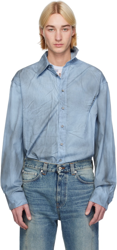 Photo: Y/Project Blue Spray Pinched Logo Shirt