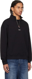 Hugo Black Cotton Terry Logo-Print Sweatshirt