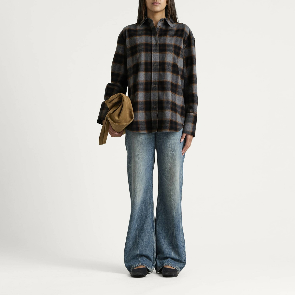 Róhe Women's Flannel Check Overshirt in Winter Check