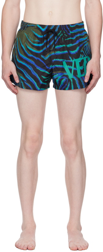 Photo: Versace Underwear Blue Graphic Swim Shorts