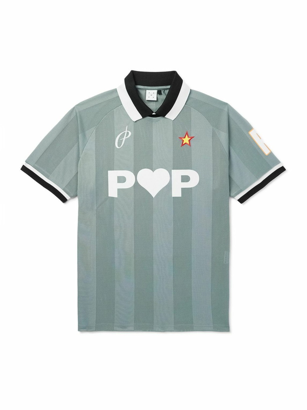 Photo: Pop Trading Company - Sportif Logo-Detailed Appliquéd Mesh and Jersey T-Shirt - Green