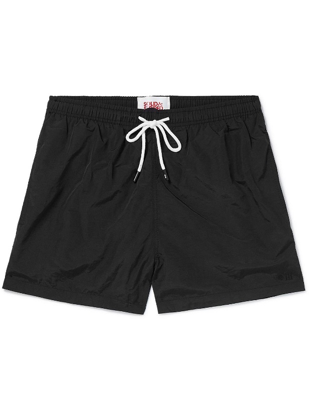 Photo: Solid & Striped - The Classic Straight-Leg Mid-Length Swim Shorts - Black