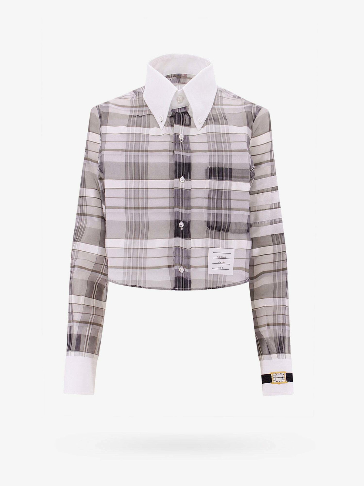 Thom Browne Long Shirt In Grey Silk Blend Women