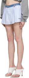 alexanderwang.t Blue & White Denim Waistband Oxford Boxer-Style Shorts
