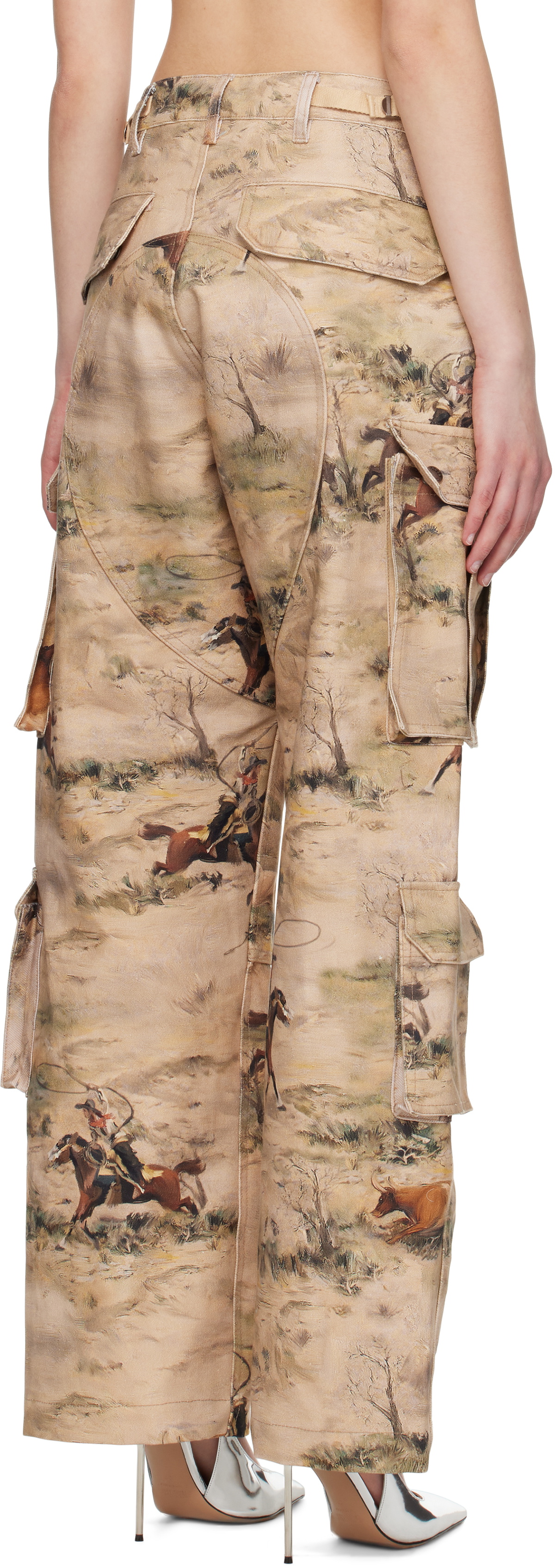 Andersson Bell Beige Cowboy Printed Cargo Pants