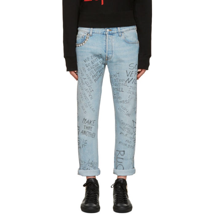 Photo: Gucci Blue Studded Scribble Jeans