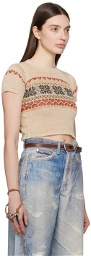 Our Legacy Beige Cropped T-Shirt