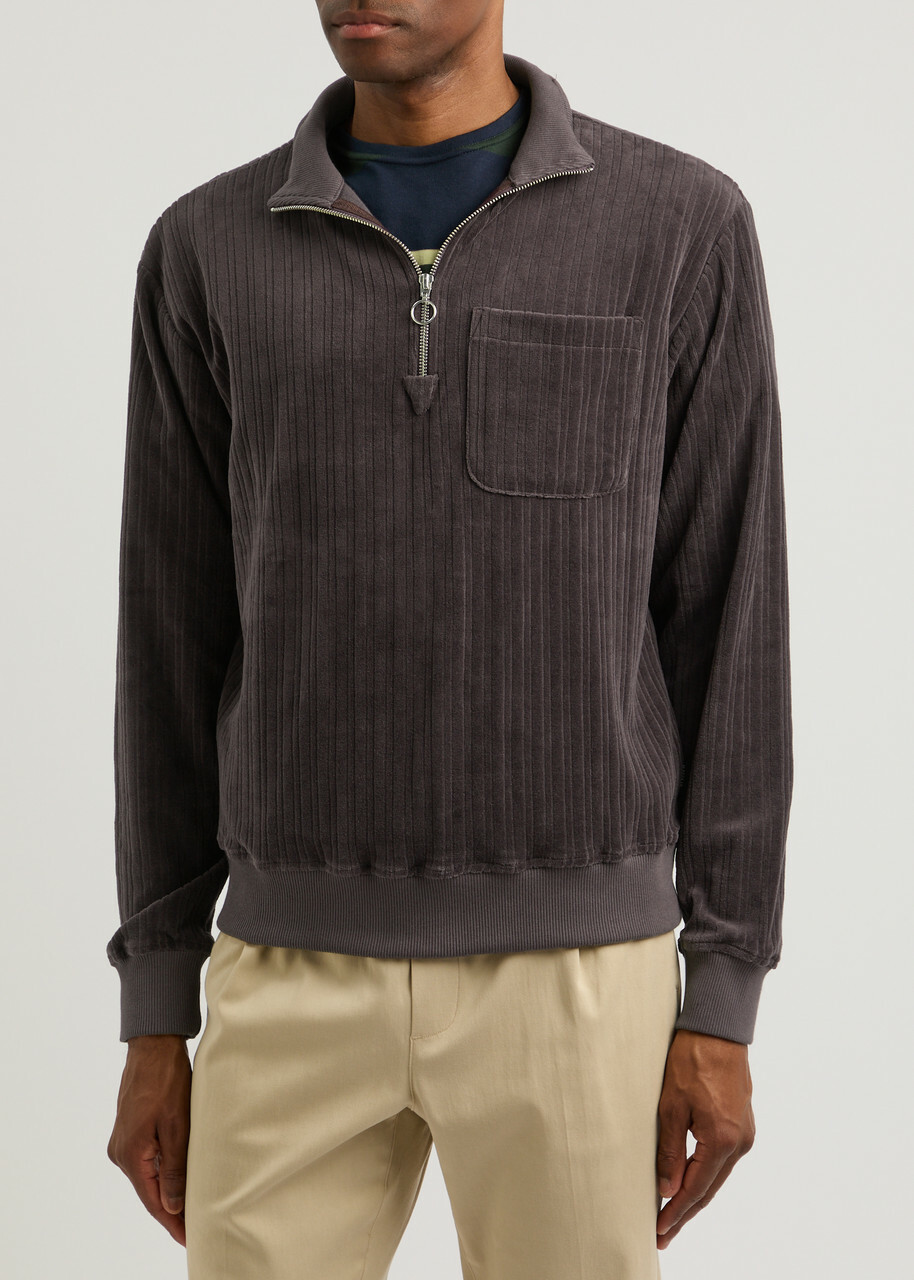 Oliver Spencer Half-zip Corduroy Sweatshirt Purple
