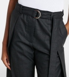 Loewe Checked belt wool barrel-leg pants
