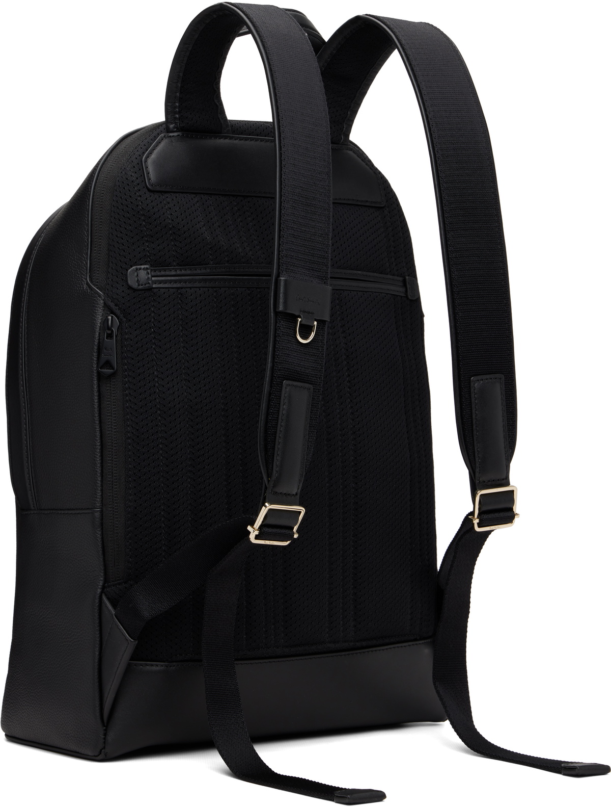 Paul Smith Black Leather 'Signature Stripe' Trim Backpack Paul Smith