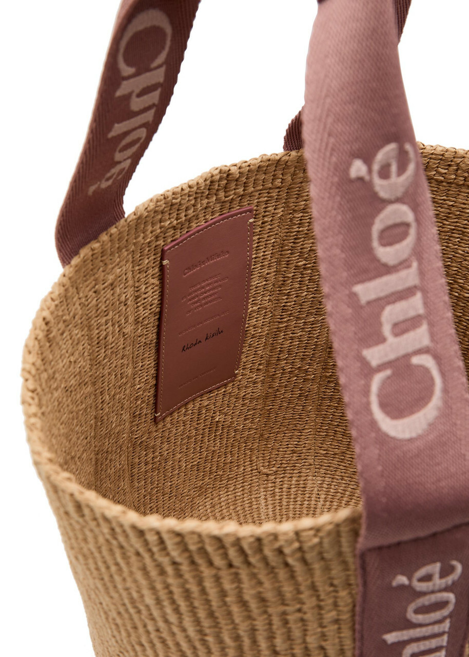 Chloe Woody Large Logo-embroidered Raffia Basket bag - Natural - One Size
