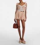 Chloé Floral lace-trimmed silk top