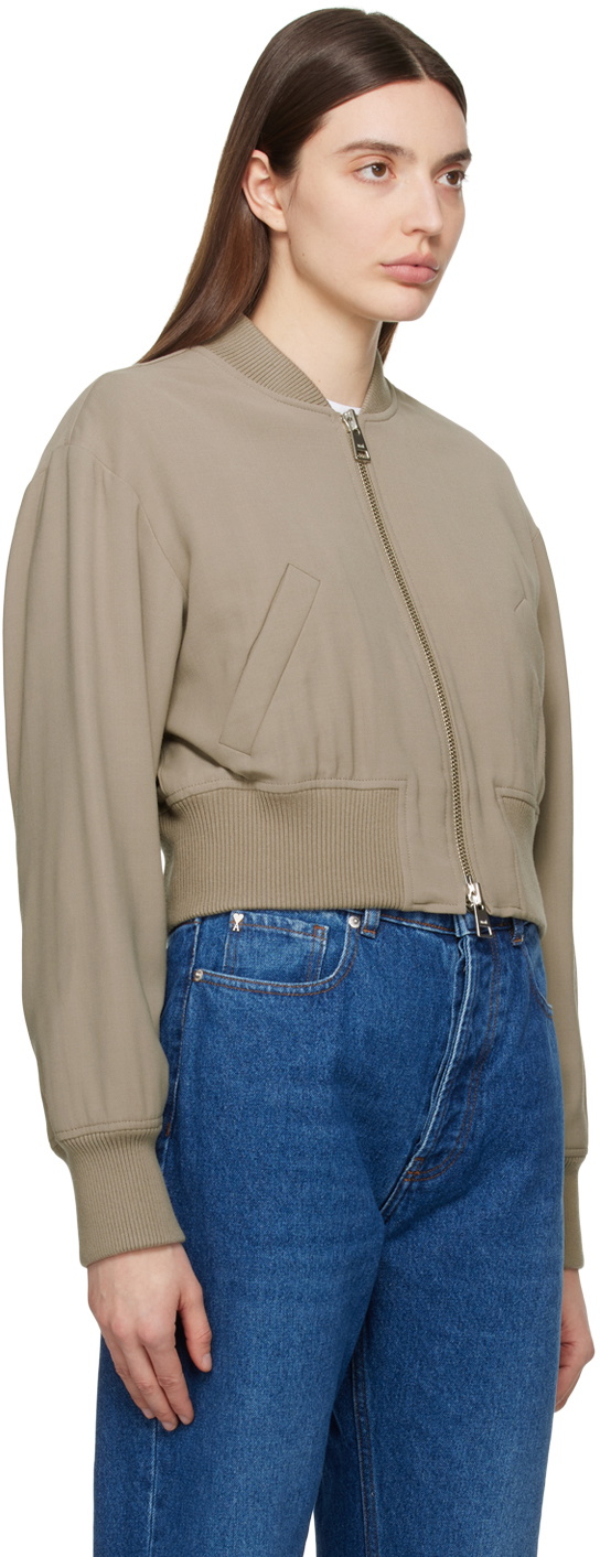 AMI Paris Taupe Zip Bomber Jacket