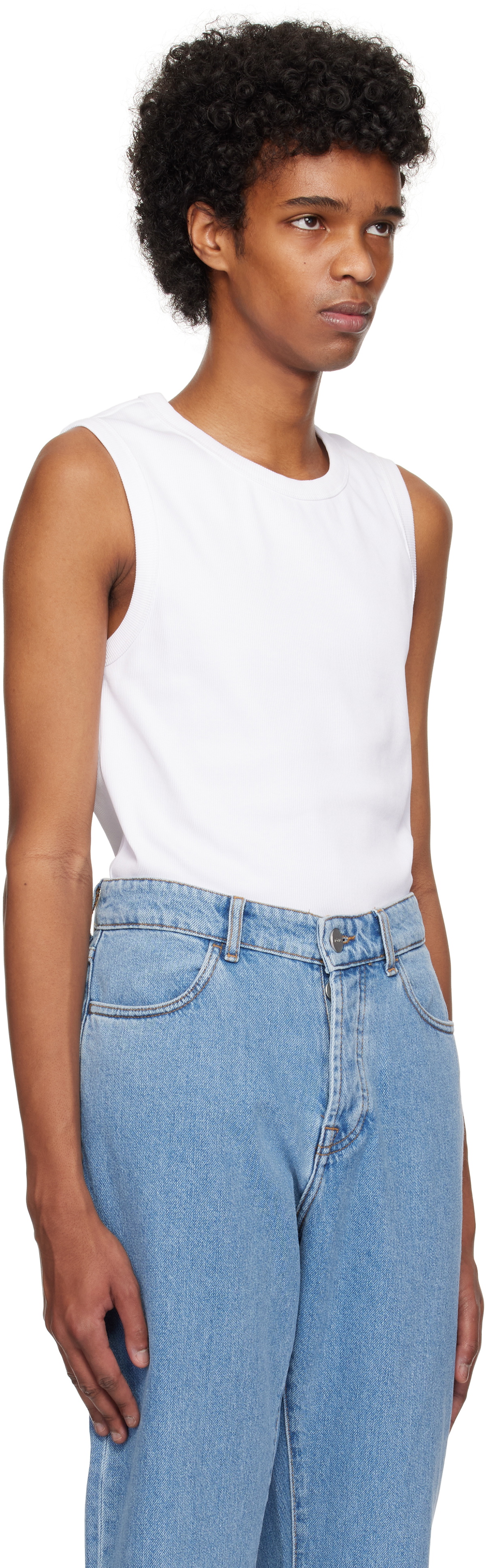 Róhe White Heavy Ribbed Jersey Tank Top