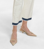 Prada Leather and mesh slingback pumps
