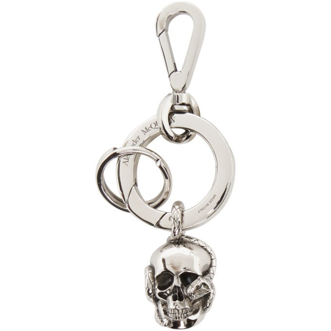 Photo: Alexander McQueen Silver Skull and Snake Keychain