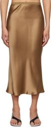 ANINE BING Tan Bar Silk Midi Skirt