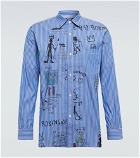 Junya Watanabe - x Basquiat printed pinstriped cotton shirt