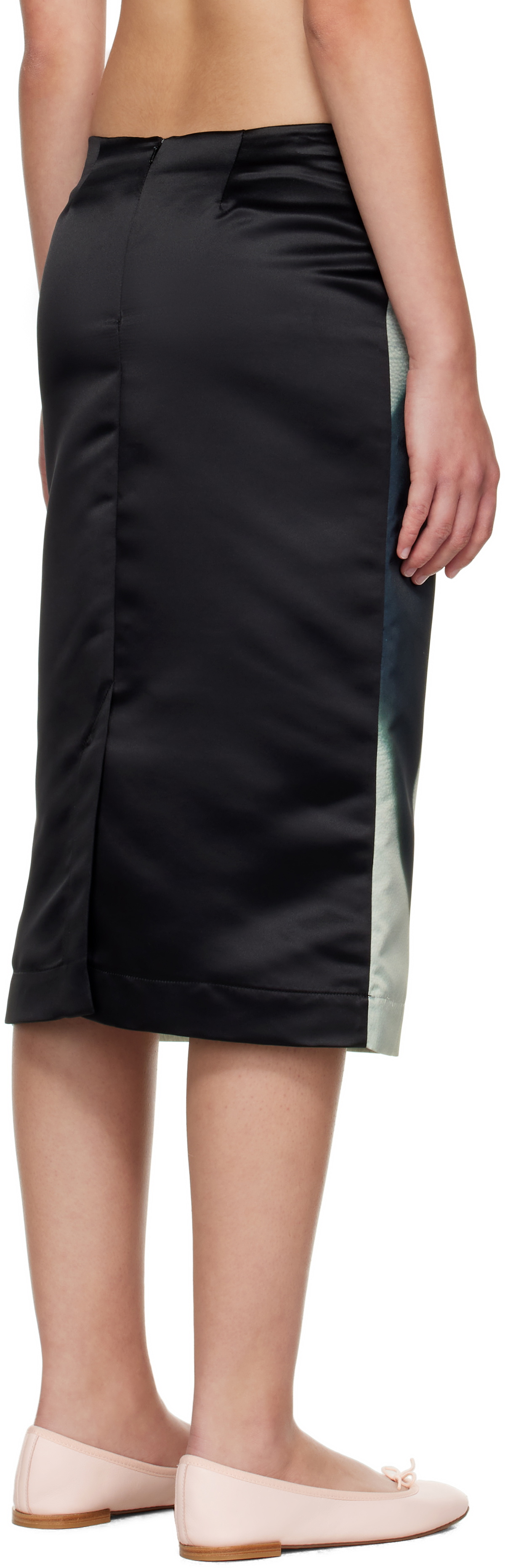 Ashley Williams Gray & Black Kittens Midi Skirt