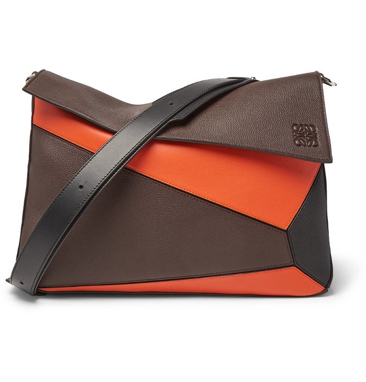 Photo: Loewe - Puzzle Full-Grain Leather Messenger Bag - Brown