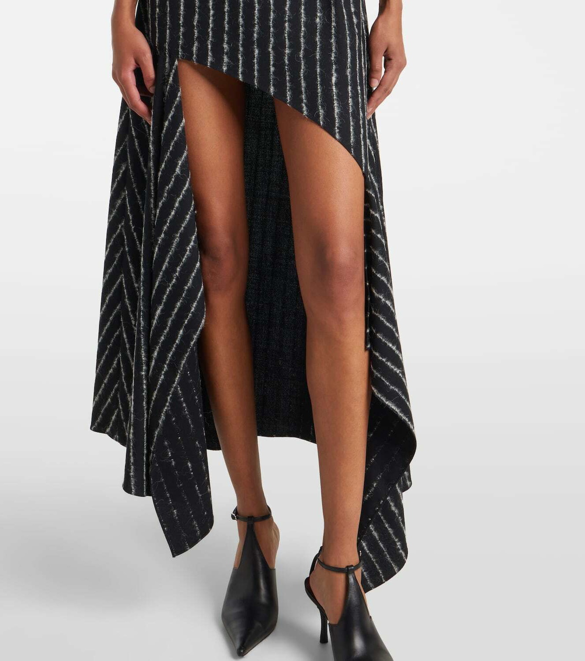 Mugler Striped asymmetric maxi skirt