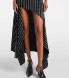 Mugler Striped asymmetric maxi skirt