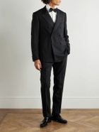 Mr P. - Double-Breasted Slim-Fit Satin-Trimmed Virgin Wool-Twill Tuxedo Jacket - Black