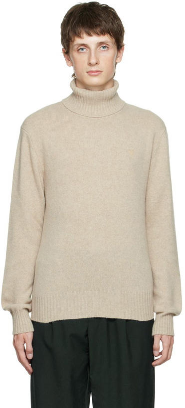 Photo: AMI Paris Beige Ami de Cœur Turtleneck