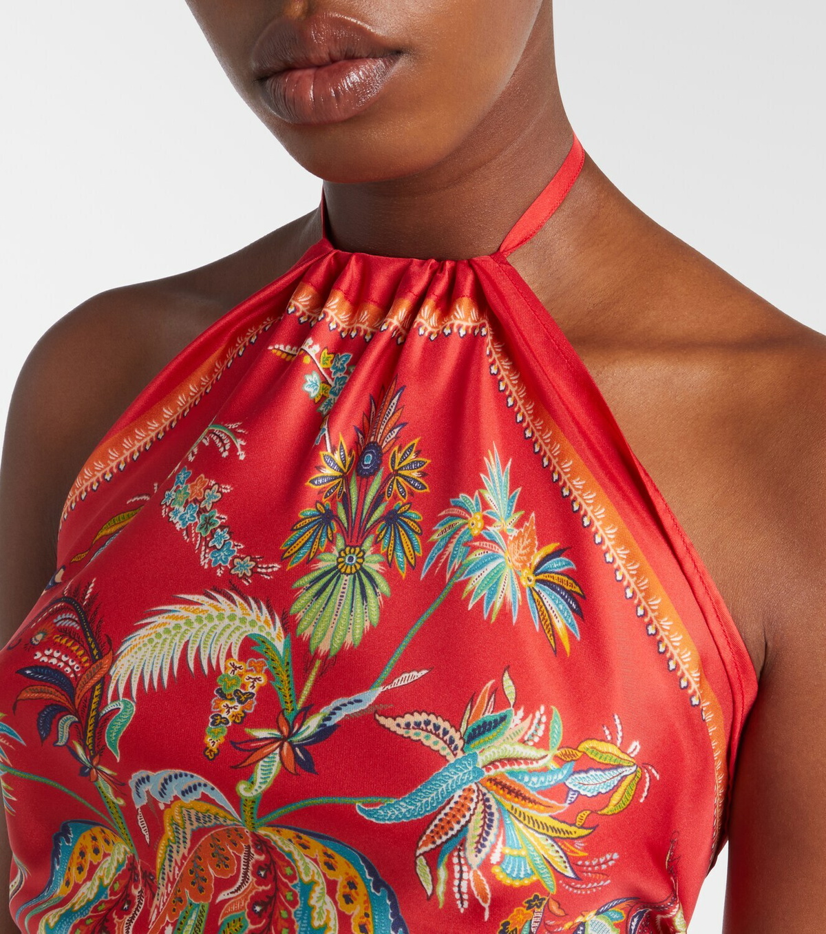 Etro Printed halterneck silk twill top