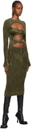 ANDREĀDAMO Khaki Cutout Midi Dress