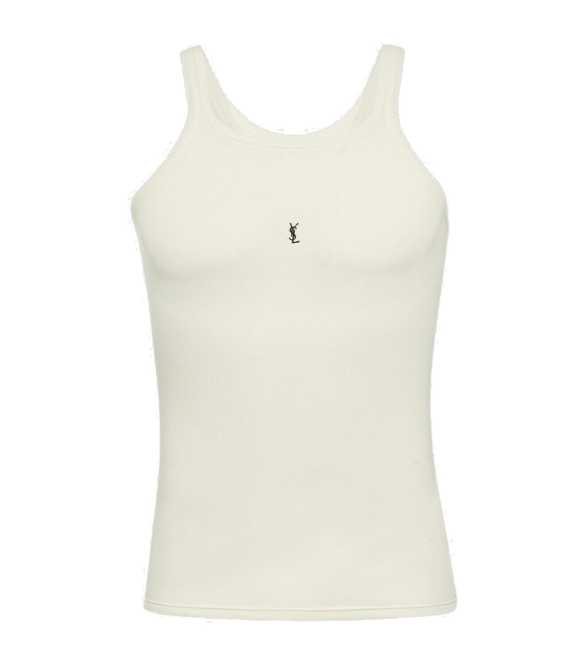 Logo Cotton Jersey Tank Top in White - Saint Laurent