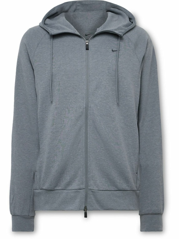 Photo: Nike Training - Logo-Embroidered Dri-FIT UV Zip-Up Hoodie - Gray