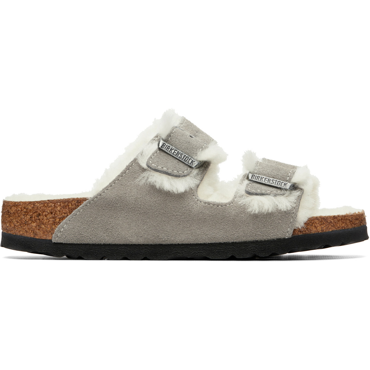 Birkenstock Gray Narrow Arizona Shearling Sandals