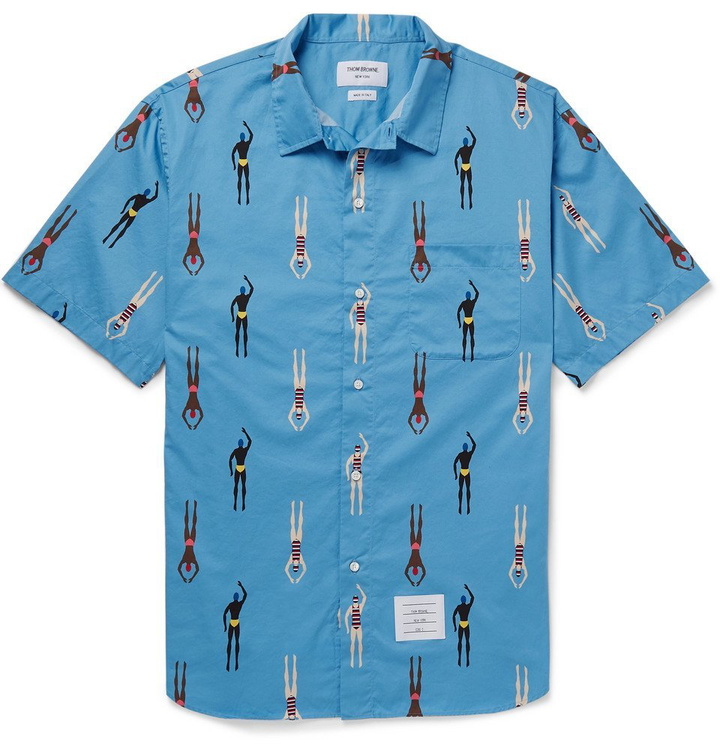 Photo: Thom Browne - Printed Cotton Shirt - Men - Light blue