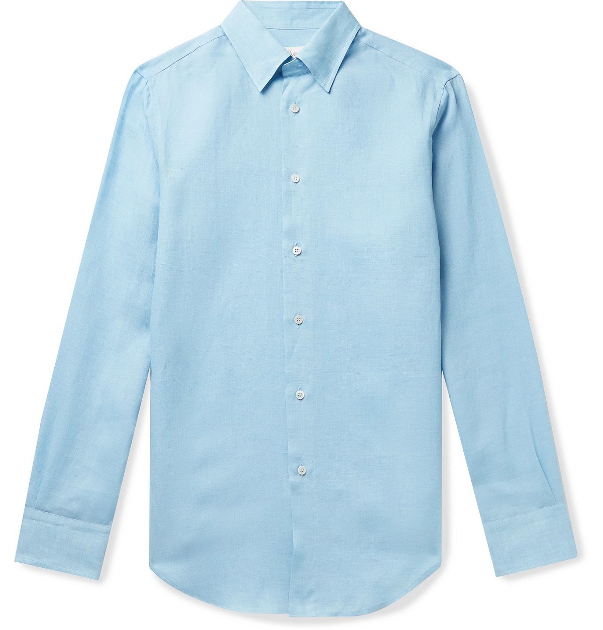 BRIONI - Button-Down Collar Linen Shirt - Blue Brioni