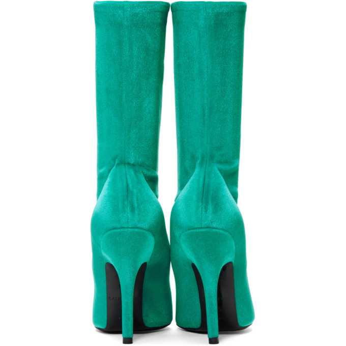 balenciaga blue velvet boots