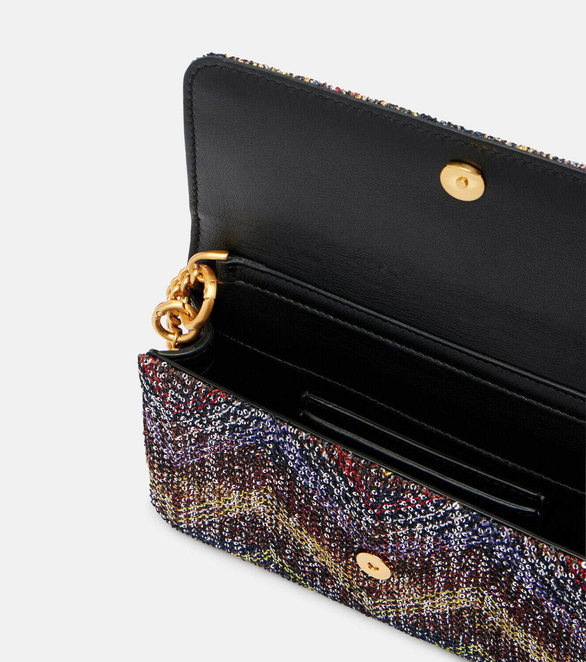 Missoni Caperdoni Small leather-trimmed sequined crossbody bag