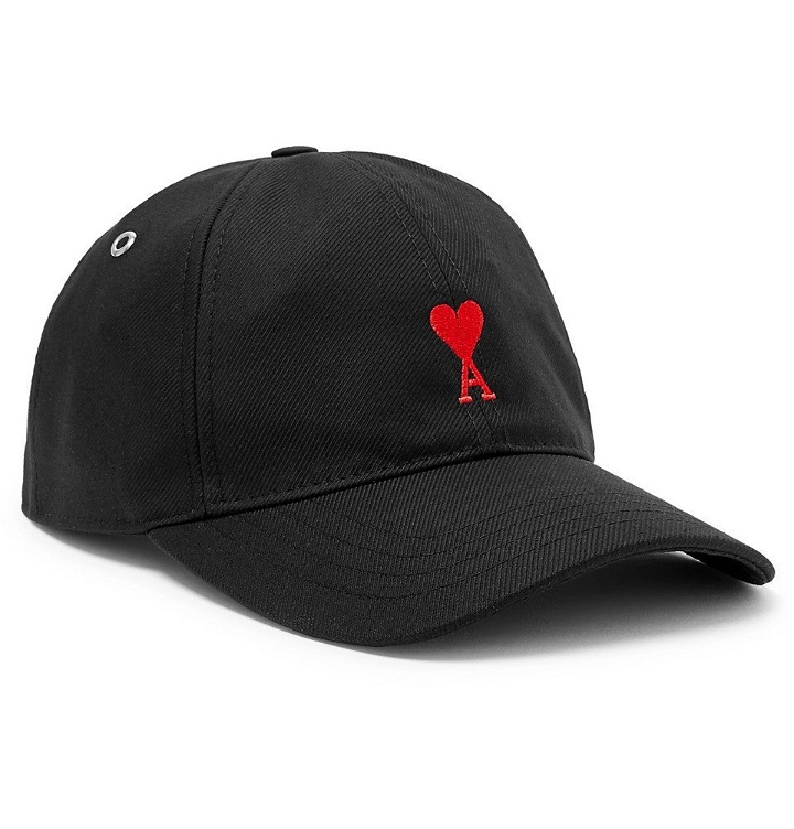 Photo: AMI - Logo-Embroidered Cotton-Twill Baseball Cap - Men - Black