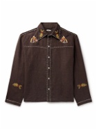 BODE - Show Pony Embroidered Linen Shirt - Brown