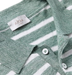 Altea - Striped Linen Polo Shirt - Green